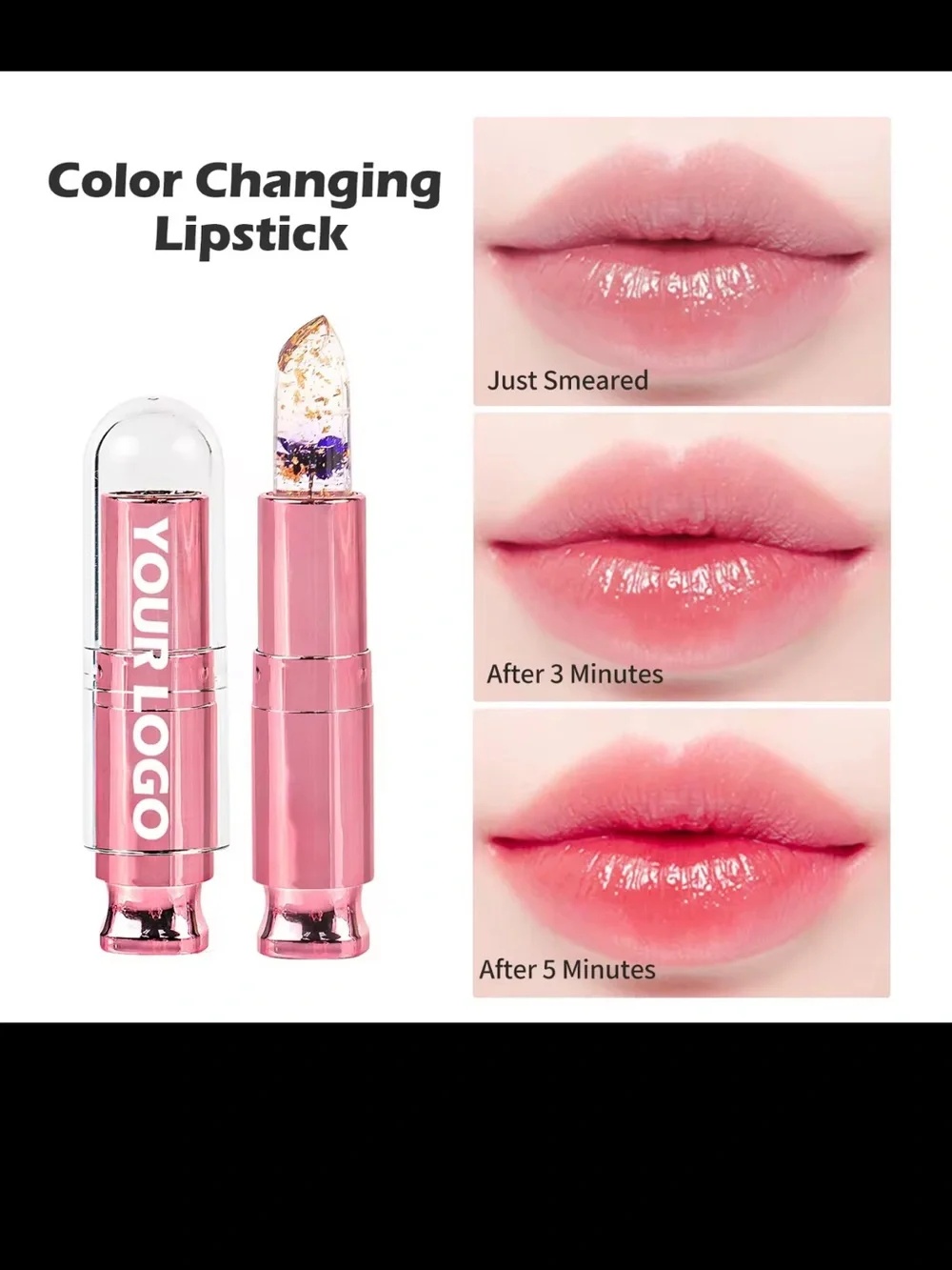 Sheer Jelly Crystal Lip Balm - Rose Gold Case, Clear Glitter Shades